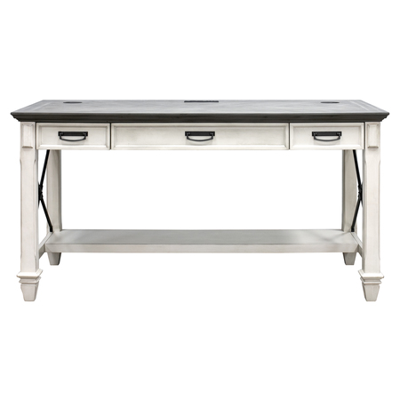 Hartford Writing Table, 60" X 31" X 31", solid lumber and veneers Top, Grey IMHF384W
